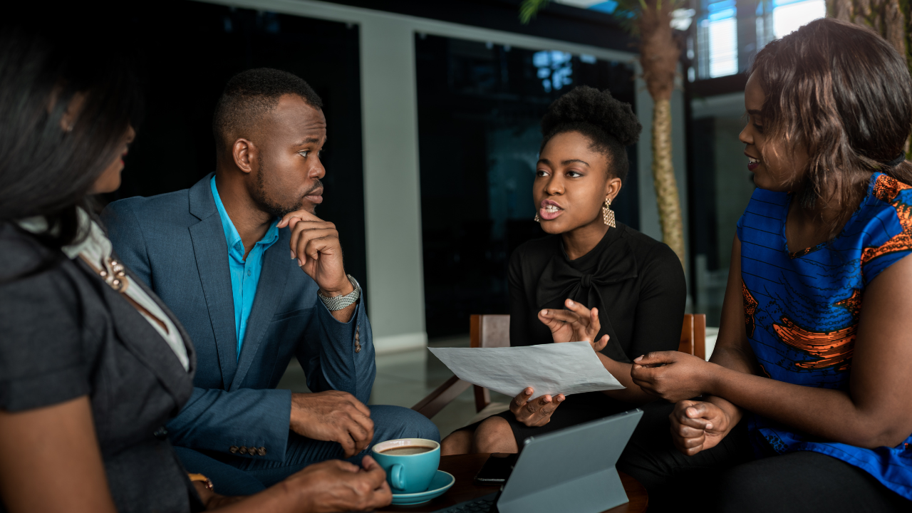 group of blacks in meeting, personal development in africa
